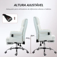 HOMCOM Cadeira de Escritório com Massagem em 6 Pontos Apoio para os Pés Retrátil Controlo Remoto e Suporte Lombar 69x65x115 cm Branco(m-7)