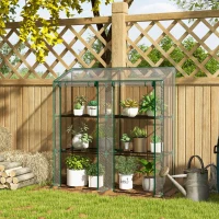 Outsunny 46 x 143cm Mini Lean-To Greenhouse, with Three Inner Shelves(m-10)