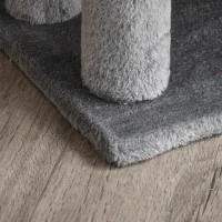 PawHut 3-step Pet Stairs with Scratching Posts, Platforms, Toy Ball, Grey(m-9)