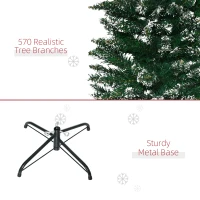 HOMCOM 6FT Artificial Snow Dipped Christmas Tree Xmas Pencil Tree Holiday Home Indoor Decoration with Foldable Black Stand, Green(m-7)