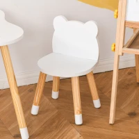 HOMCOM 3-Piece Kids Table and Chair Set with 2 Bear-Shaped Chairs, for Ages 1-4 Years, White(m-9)