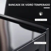 HOMCOM Mesa Sala de Jantar de Cristal Mesa Retangular para 4-6 pessoas com Pés de Metal Multifuncional 120x60x75 cm Preto(m-4)