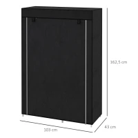 HOMCOM Roupeiro de Tecido Dobrável com 6 Prateleiras e 1 Barra de Pendurar para Dormitório Vestidor 103x43x162,5 cm Preto(m-3)