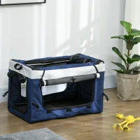 PawHut Carrinho para Animais de Estimação Carrinho para Cães Dobrável com Compartimento Desmontável 4 Portas 81x58x97,5 cm Azul(m-8)