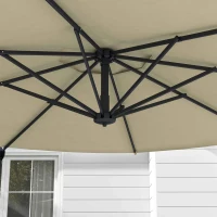 Outsunny Chapéu de Sol Excêntrico Ø294x242 cm Chapéu de Sol com Altura Ajustável Mastro Giratório 360° Ângulo Ajustável Creme(m-8)