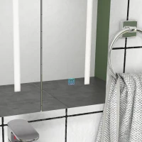 kleankin Armário Casa de Banho com Espelho e Luz LED com 3 Portas Prateleiras Ajustáveis e Interruptor Tátil 90x15x70 cm Branco Brilhante(m-9)