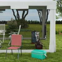 Outsunny Tenda de Jardim 4x3 m Tenda Desmontável com 4 Mosqueteiras Laterais 2 Portas e 8 Orifícios de Drenagem Branco(m-9)