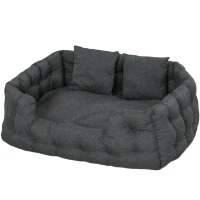 PawHut Cama para Cães Grandes Cama para Animais de Estimação com 2 Almofadas Cama para Cães com Base Antiderrapante 110x70x35 cm Cinza(m-11)