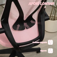 HOMCOM Cadeira de Escritório Giratória com Altura Ajustável Apoio para os Braços Dobráveis e Função Basculante 66x66x113-121 cm Rosa(m-7)
