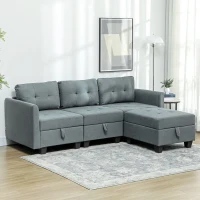 HOMCOM 'L' Shape Modular Sofa, with Storage - Dark Grey(m-2)