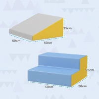 HOMCOM 2 Piece Soft Play Set for Toddler Climb and Crawl, for 12-36 Months, Grey(m-3)