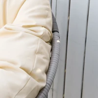 Outsunny Poltrona Papasan Giratória de Vime Sintético com Almofada e Estrutura de Aço para Jardim Pátio 87x97x90 cm Cinza e Creme(m-8)