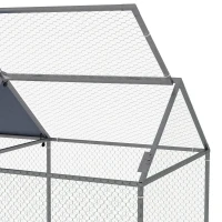 PawHut Gaiola para Pequenos Animais de Aço com 1 Porta Superior e Cobertura Anti-UV para Exterior Jardim 198x100x120 cm Prata(m-8)