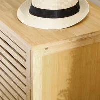 HOMCOM Sapateira de Entrada com 3 Portas de Persiana Prateleiras Ajustáveis para 16 Pares de Sapatos 100x35x80 cm Natural(m-8)