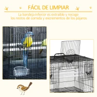 PawHut Gaiola para Pássaros 60x41x41cm Gaiola com 2 Poleiros e 3 Portas para Pássaros Pequenos Canários Preto(m-5)