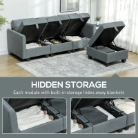 HOMCOM 'L' Shape Modular Sofa, with Storage - Dark Grey(m-5)