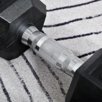 HOMCOM Conjunto de Halteres 20 kg com Barra Metálica e Cabeça Hexagonal Conjunto de Pesos para Treino 31x13,5 cm Preto e Prata(m-8)
