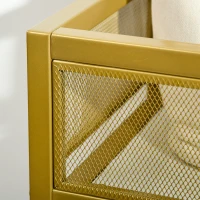 HOMCOM Mesa Consola com Prateleira Cesta de Armazenamento e Estrutura de Aço Móvel de Entrada 100x30x80 cm Dourado e Branco(m-9)