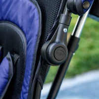 HOMCOM Triciclo para Bebés 2 em 1 de +12 Meses com Capota Dobrável Guiador Telescópico e Removível Bolsa e Porta-garrafas Azul Marrinho(m-9)