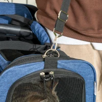 PawHut Transportadora para Animais de Estimação 4 em 1 com Rodas Bolsa de Transporte para Cães e Gatos 50x31x37 cm Azul(m-9)