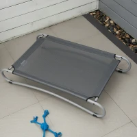 PawHut Cama Elevada para Cães Pequenos Médios Cama para Animais de Estimação com Tecido de Malha Respirável Estrutura Curvada de Aço para Interior e Exterior 110x60x20cm Cinza(m-8)