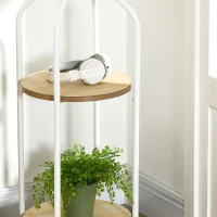 HOMCOM Cabide de Pé com 2 Prateleiras Cabide de Pé para Roupa de Metal com 8 Ganchos Ø34x181 cm Branco(m-9)