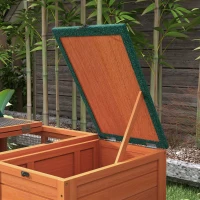 PawHut Coelheira de Madeira com 2 Ninhos 1 Porta Superior Área Aberta e Telhado de Asfalto para Exterior 140x52x46 cm Madeira(m-9)