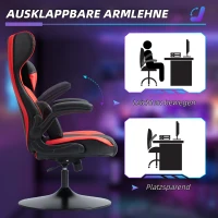 Vinsetto Gaming-Stuhl mit Schaukelfunktion, Drehstuhl, höhenverstellbar, gepolsterter Sitz, Metall, 67 x 71 x 112 cm, Rot(m-4)