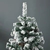 HOMCOM Árvore de Natal Artificial Altura 180 cm Árvore Nevada com 695 Ramos 57 Pinhas e Base de Aço Dobrável Ø104x180 cm Verde(m-9)