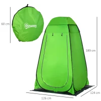 Outsunny Tenda de Duche Tenda de Privacidade Portátil com 1 Gancho Bolso Bolsa de Transporte e UV20+ 126x124x189 cm Verde(m-3)