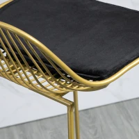 HOMCOM Conjunto de 2 Bancos Altos Moderno com Almofada de Veludo Encosto e Apoio para os Pés Carga 120 kg 46,5x48x93 cm Dourado(m-8)
