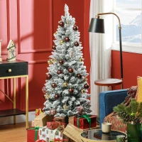 HOMCOM Árvore de Natal Artificial Coberta de Neve 150 cm com 317 Ramos e Suporte de Metal Árvore Natalícia para Sala Interior Verde(m-8)