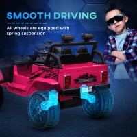 AIYAPLAY 12V Battery Powered Kids Ride On Car, Electric Truck w/ Spring Suspension, Remote, Music Horn Lights - Pink(m-5)