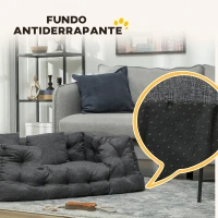 PawHut Cama para Cães Grandes Cama para Animais de Estimação com 2 Almofadas Cama para Cães com Base Antiderrapante 110x70x35 cm Cinza(m-7)