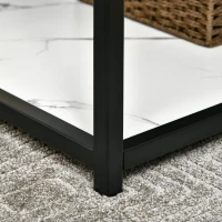 HOMCOM Mesa de Centro com Bancada de Imitação a Mármore e Estrutura de Aço 120x60x46cm Branco e Preto(m-8)