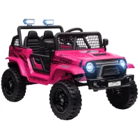 AIYAPLAY 12V Battery Powered Kids Ride On Car, Electric Truck w/ Spring Suspension, Remote, Music Horn Lights - Pink(m-1)