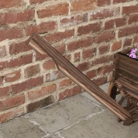 Outsunny Floreira de Madeira Floreira de Exterior em Forma de Carrinho com 4 Rodas para Varanda Jardim Pátio 120x41x54 cm Madeira(m-8)