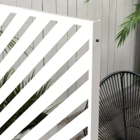 Outsunny Biombo de Exterior Separador de Ambientes com 3 Peças com Padrão de Linhas Transversais e Estrutura de Aço 122x45x198 cm Branco(m-9)