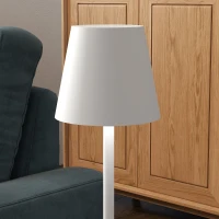 HOMCOM Candeeiro de Mesa com Luzes LED Candeeiro de Mesa Sem Fios Recarregável por USB-C 3 Cores Ø11,2x36,5 cm Branco(m-8)