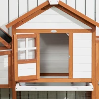 PawHut Galinheiro de Madeira para Exterior para 2-4 Galinhas com 2 Poleiros Ninho Bandeja Amovível e Rampa 181x79,5x117,5cm Madeira(m-8)