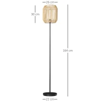 HOMCOM Farmhouse Standing Lamp, Floor Lamps with Hand Woven Rattan Lampshade for Living Room(m-3)