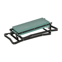 Outsunny Kniebank für Gartenarbeit Klappbarer Gartenhocker Gartenbank Kniehilfe bis 150 kg EVA-Schaumstoff Stahl Dunkelgrün 58 x 28 x 49 cm(m-21)