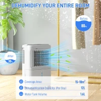 HOMCOM 12L/Day Dehumidifier with Continuous Drainage, 1.6L Water Tank, 24H Timer, Digital Humidity Display, Humidity Light, Dehumidifier for Home Damp, Bedroom, Condensation, Mould, Laundry Drying(m-4)