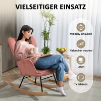 HOMCOM Schommelstoel Relaxfauteuil, Belastbaar tot 120 kg, Polyester, 98 x 71 x 101 cm, Roze(m-6)