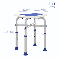 HOMCOM 44-51.5cm Aluminium Frame Shower/Bath Stool - White(m-3)