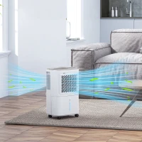 HOMCOM 12L/Day Dehumidifier with Continuous Drainage, 1.6L Water Tank, 24H Timer, Digital Humidity Display, Humidity Light, Dehumidifier for Home Damp, Bedroom, Condensation, Mould, Laundry Drying(m-10)