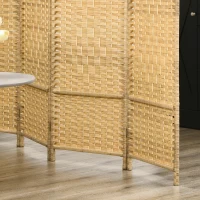 HOMCOM Biombo Dobrável de 4 Painéis Divisor de Ambientes 180x180 cm Ecrã de Privacidade de Polipropileno Madeira(m-9)