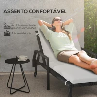Outsunny Almofada para Espreguiçadeira 196x63x6 cm Almofada Espreguiçadeira de Algodão com Tecido Repelente à Água Cinza Claro(m-4)
