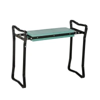 Outsunny Kniebank für Gartenarbeit Klappbarer Gartenhocker Gartenbank Kniehilfe bis 150 kg EVA-Schaumstoff Stahl Dunkelgrün 58 x 28 x 49 cm(m-16)