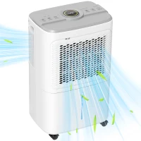 HOMCOM 12L/Day Dehumidifier with Continuous Drainage, 1.6L Water Tank, 24H Timer, Digital Humidity Display, Humidity Light, Dehumidifier for Home Damp, Bedroom, Condensation, Mould, Laundry Drying(m-1)